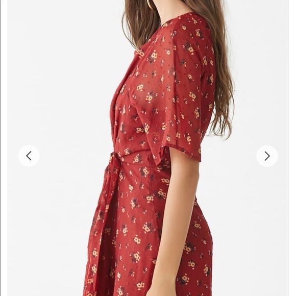 Floral Print Tie Front Dress - Picture 2 of 6